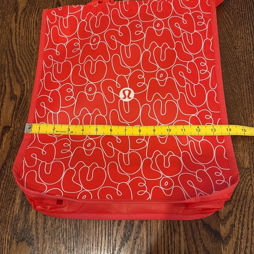 Lululemon Bubble Font Red Orange White Large Reusable Shopping Tote Bag 2025 - Picture 7 of 9